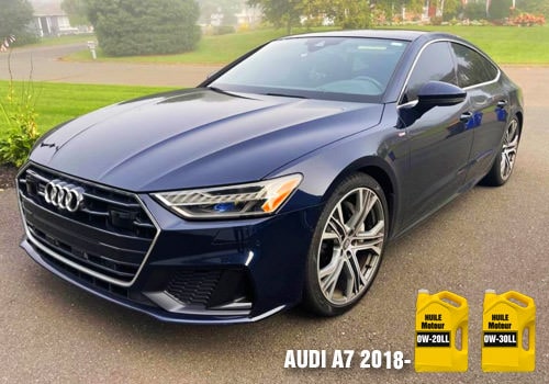 Les huiles Audi A7 2018 et plus Véhicule Audi A7 huile 0w-20ll 0w-30ll